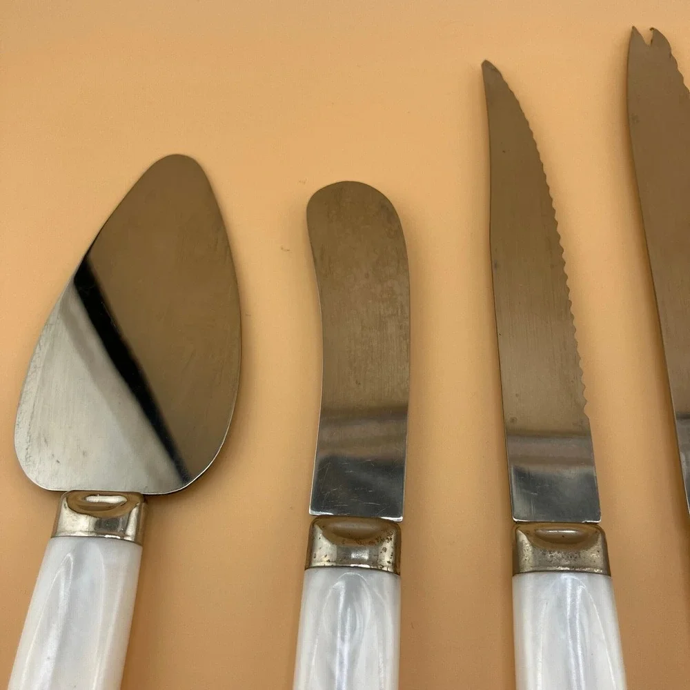 6 Piece Set Vintage Stainless Pearly Handle Charcuterie Regent Sheffield England